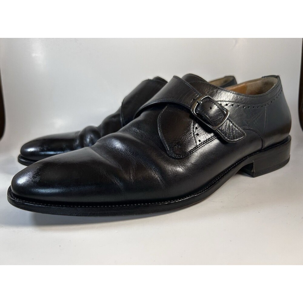 Johnston & Murphy Black Leather Monk Strap Oxfords